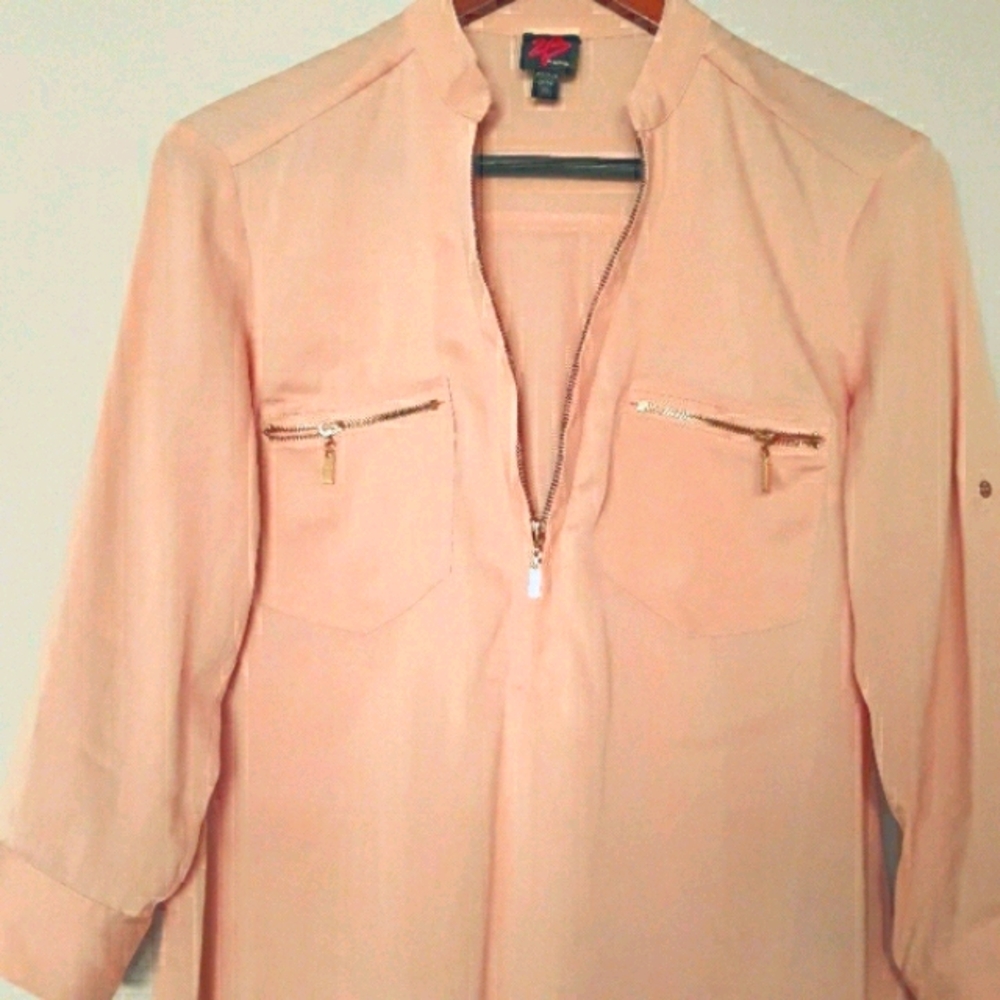 2B Bebe Peach Long Sleeve Blouse
